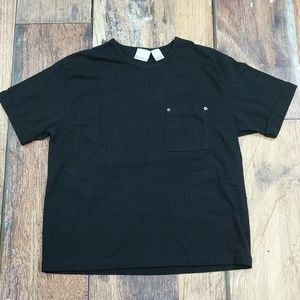 French Laundry Top Women’s Large Short Sleeve Black Pocket Tee